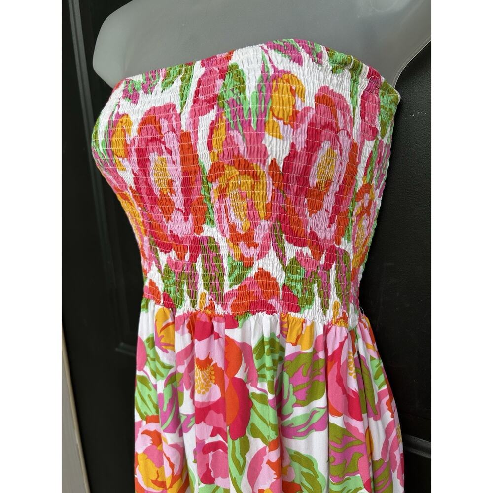 Abel The Label Anthropologie Floral Strapless Smocked Tiered Maxi Dress Size Med - Picture 6 of 12